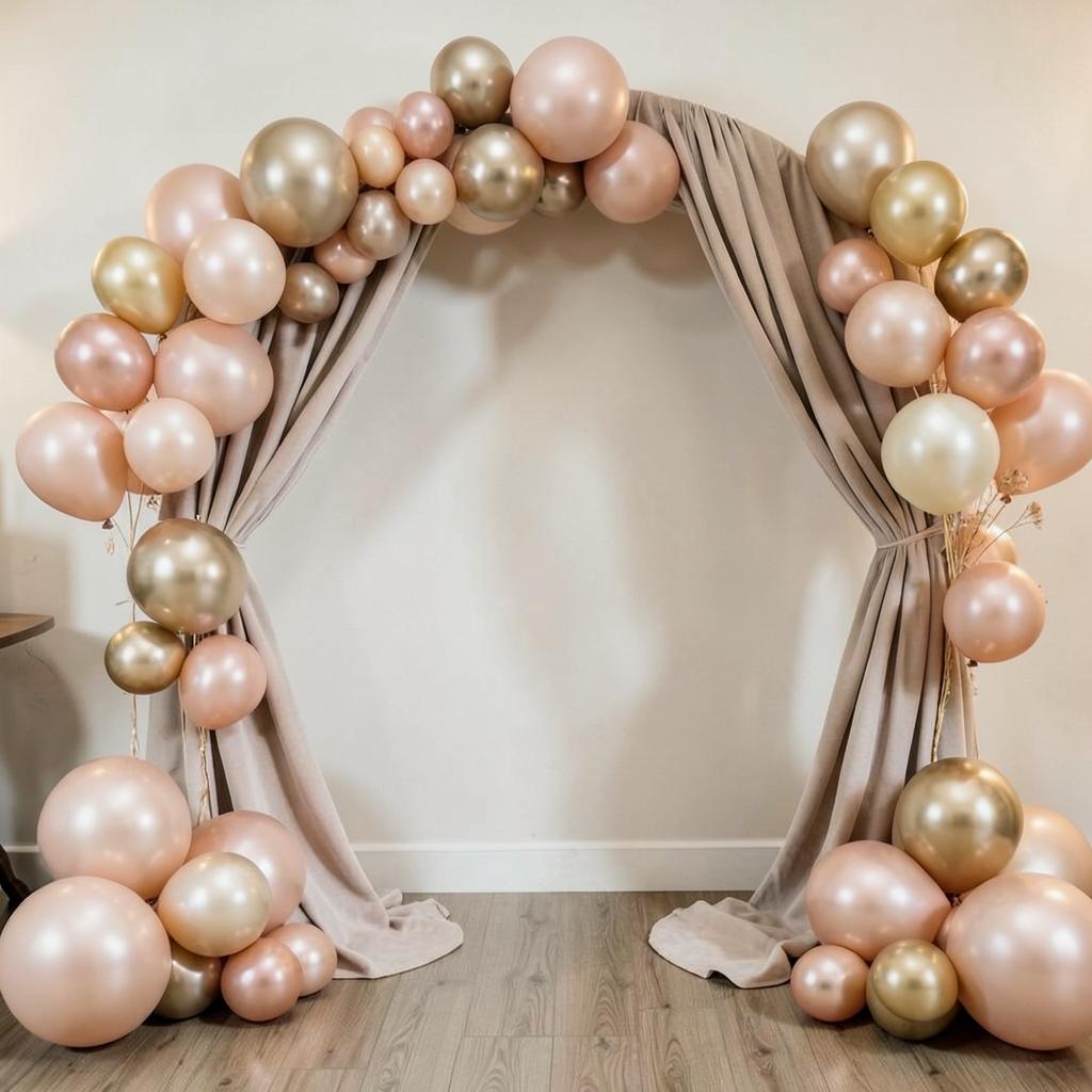 Backdrop y fotocall con globos champagne